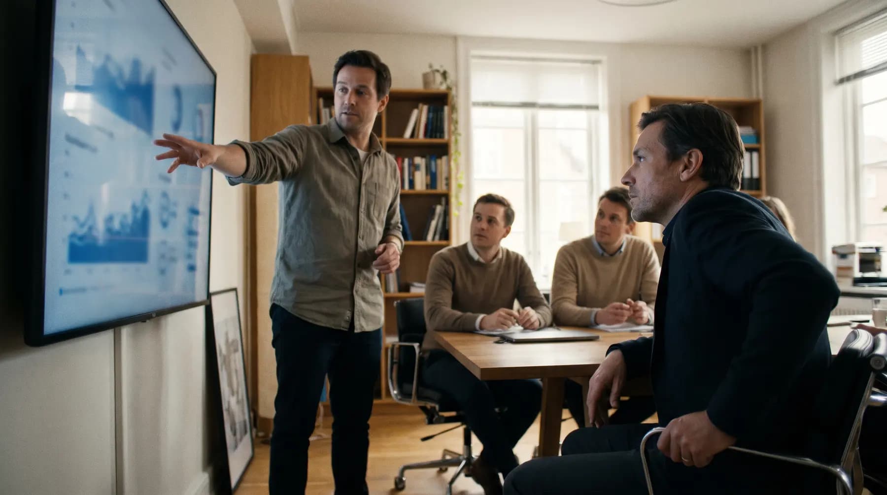 An agency presenting findings to a client in a meeting room